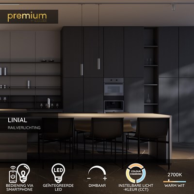 Lucide Premium LINIAL XAVI Railspot - 1-fase Railsysteem / Smart Railverlichting - Smart - 48V Track - LED - Mat Zwart Chroom